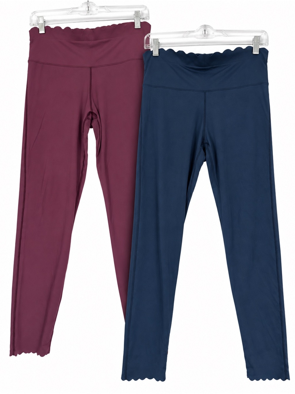 JoyLab Scalloped Leggings Size Large Lot of 2 : Burgundy/Navy